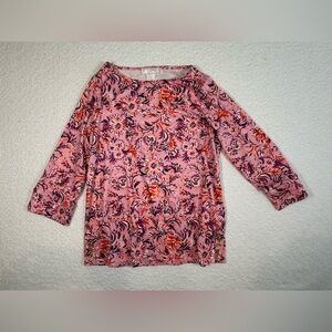 stella Parker Womens Linda Scoop Neck 3/4 Sleeve Top size small pink stretchy